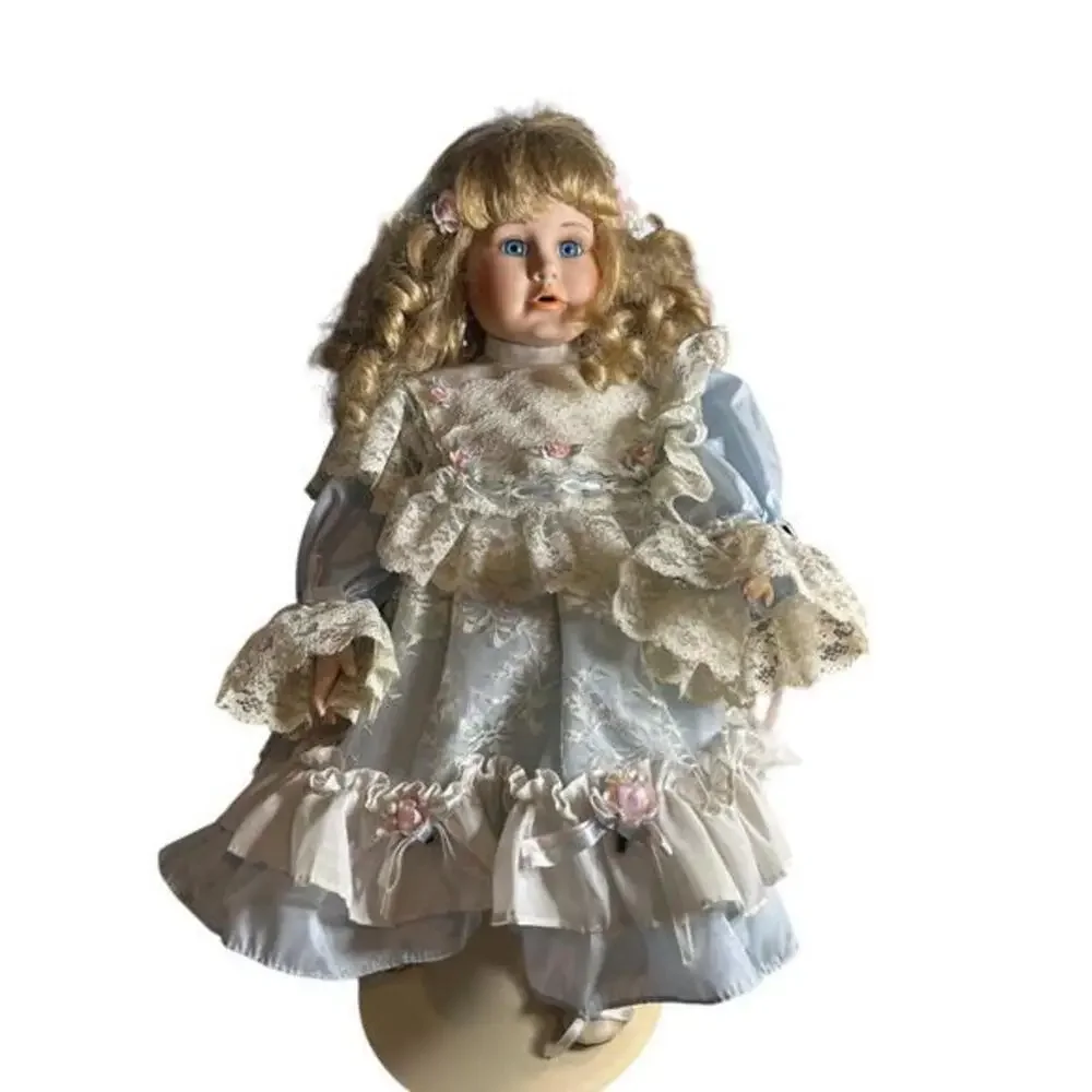 Porcelain Doll 20” in light blue dress